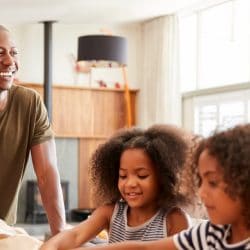 Happy family has meal together
