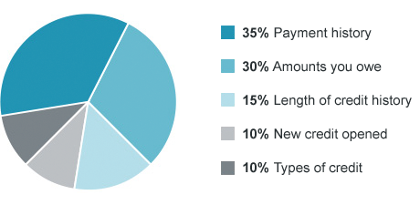 FICO credit score breakdown graph