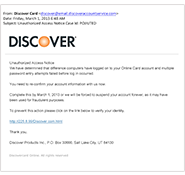 Fraudulent Account Alert Sample