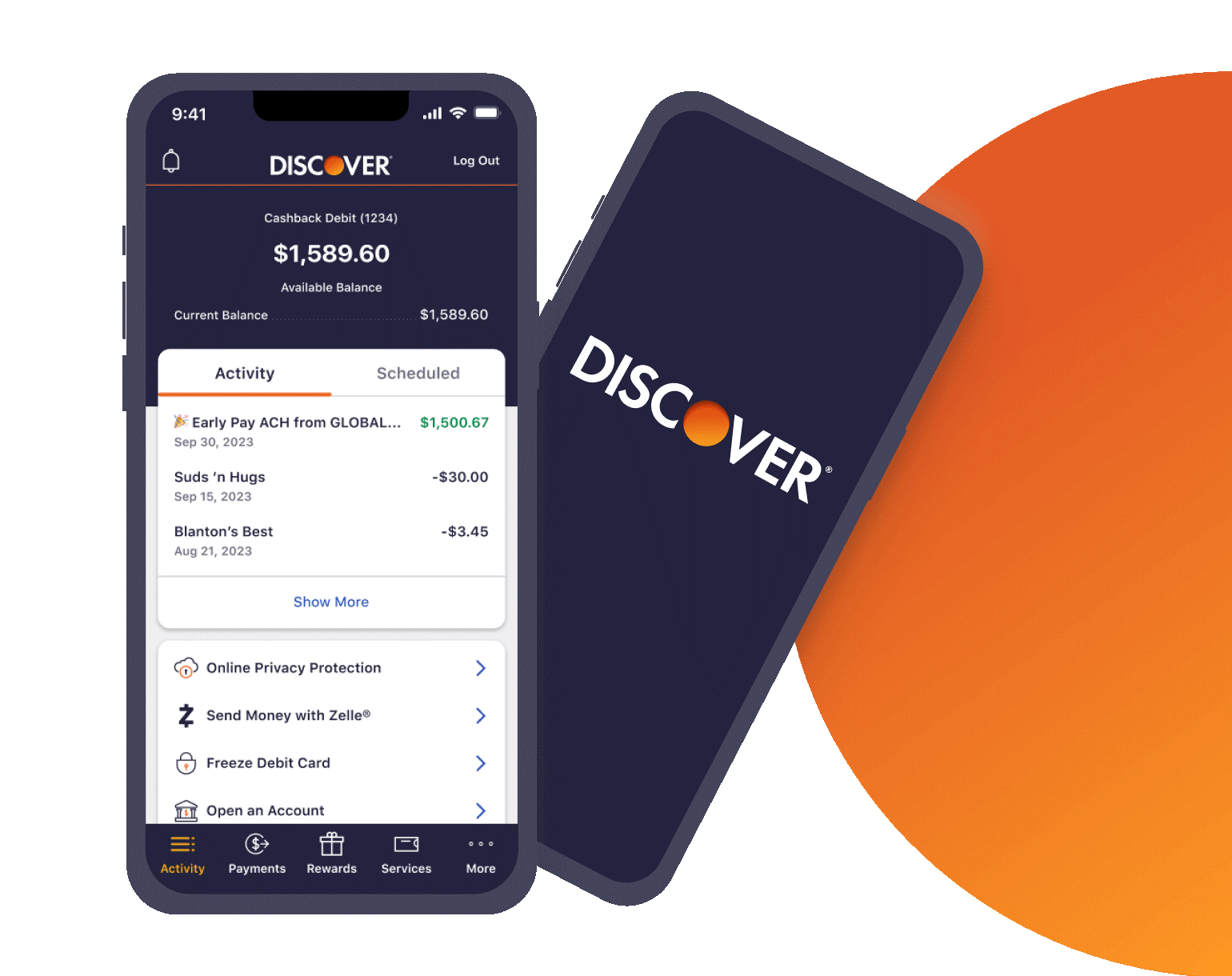 Mobile Phone featuring Discover Mobile App