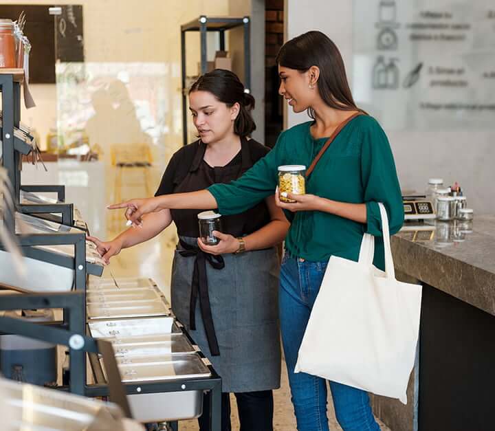 Woman ready to check out using her digital wallet.