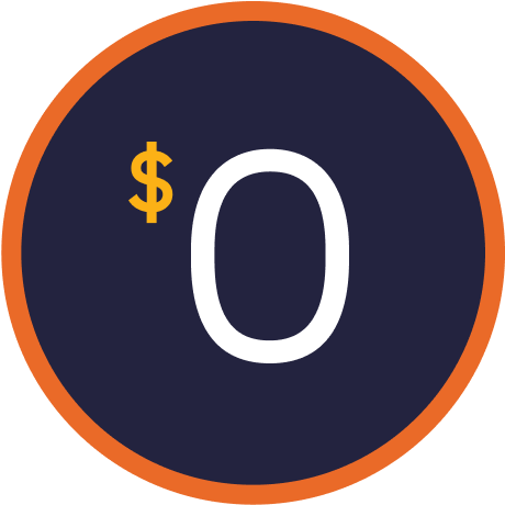 $0 icon within circle.