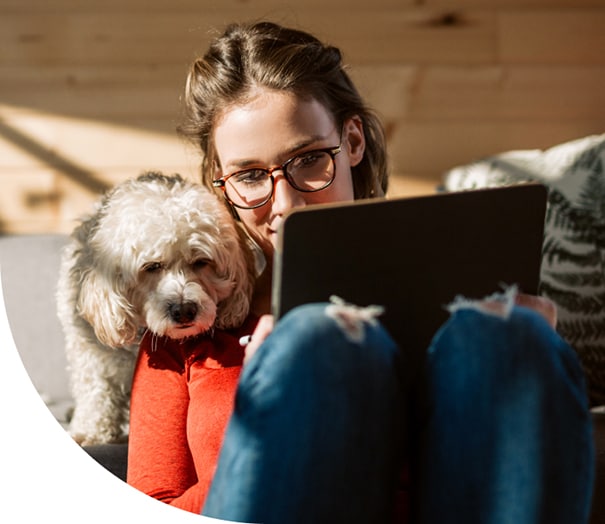 Undergraduate student with dog