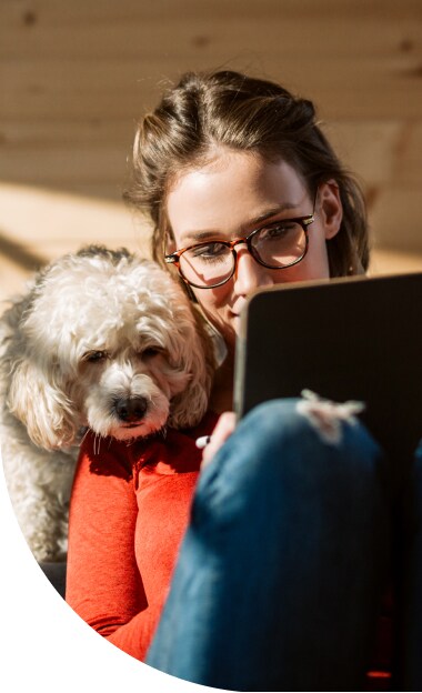 Undergraduate student with dog