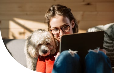 Undergraduate student with dog