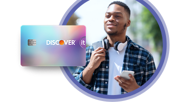 College student holding phone and Student it card