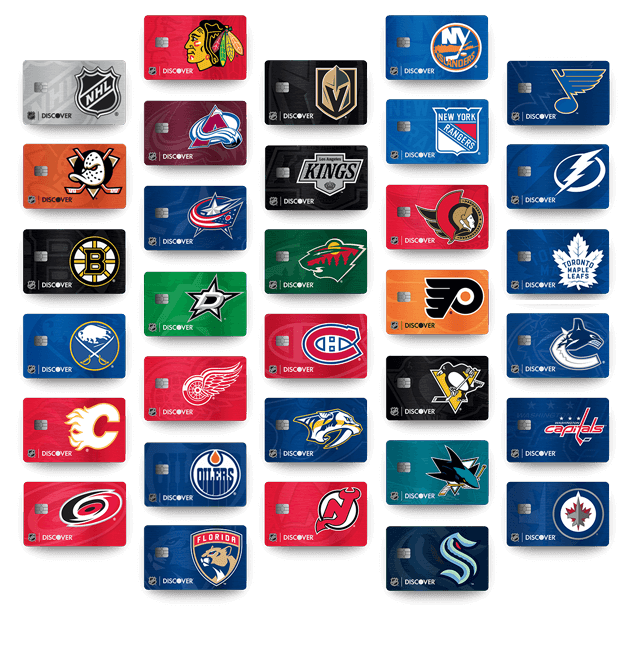 NHL logo and 31 NHL team logo options for the Discover NHL Card