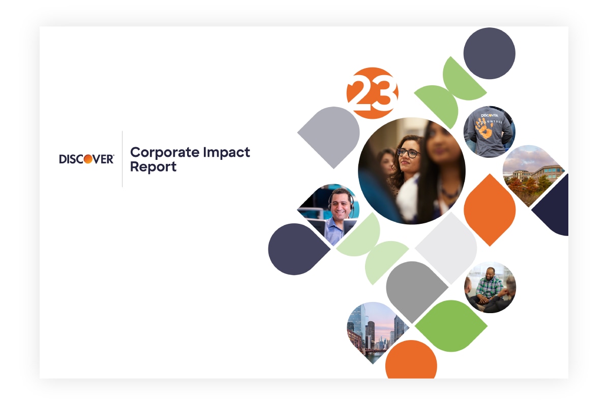 Front cover of 2023 Discover Corporate Impact report
