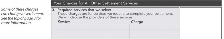 Charges for other settlement services