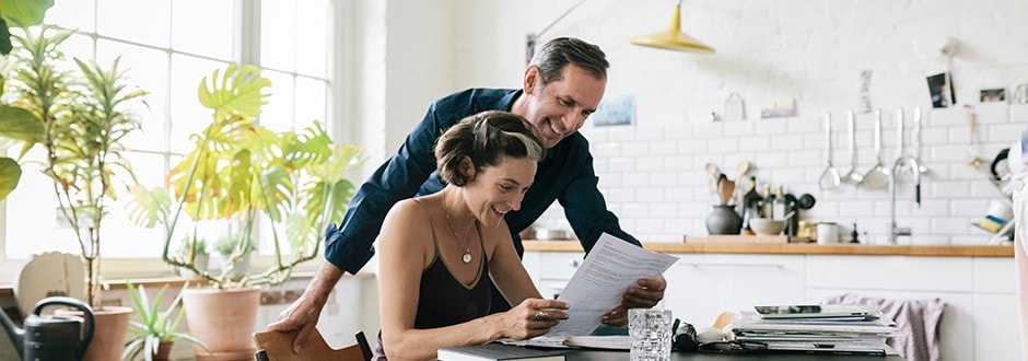 Couple checking their credit score before applying for a heloc