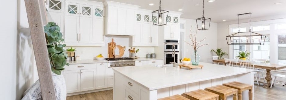 Interior view of a modern farmhouse kitchen renovated with funds from a HELOC