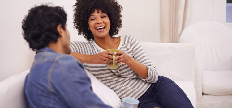 Couple discussing a joint checking account