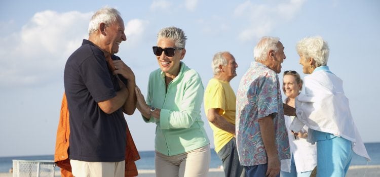 A group of retired friends gathering for vacation