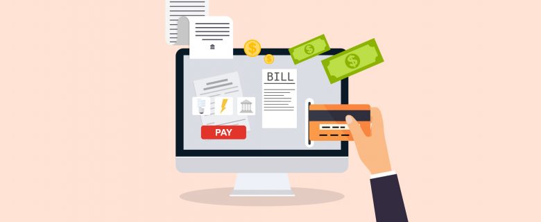 A graphic showing bill payment features of a website.