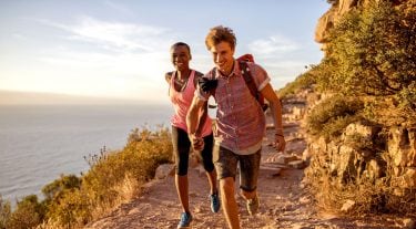 A couple hikes on an ocean front cliffside.