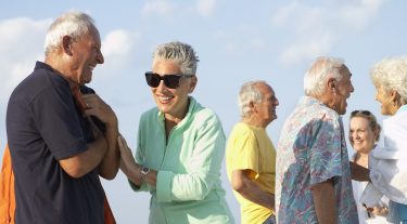 A group of retired friends gathering for vacation