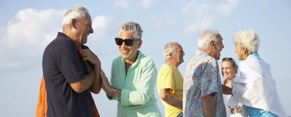 A group of retired friends gathering for vacation